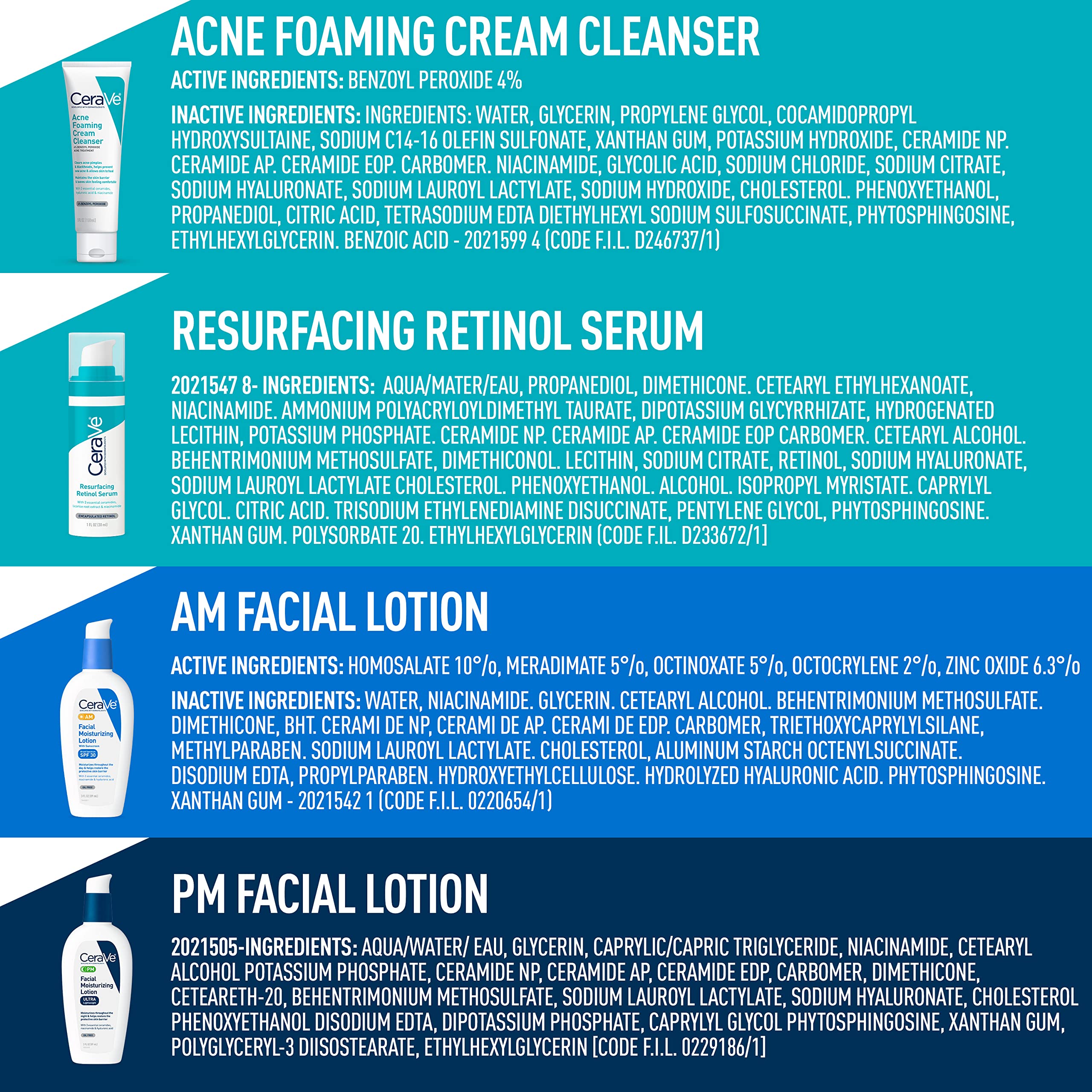 CeraVe Acne routine in-use shot showing cleanser, serum, and moisturizers