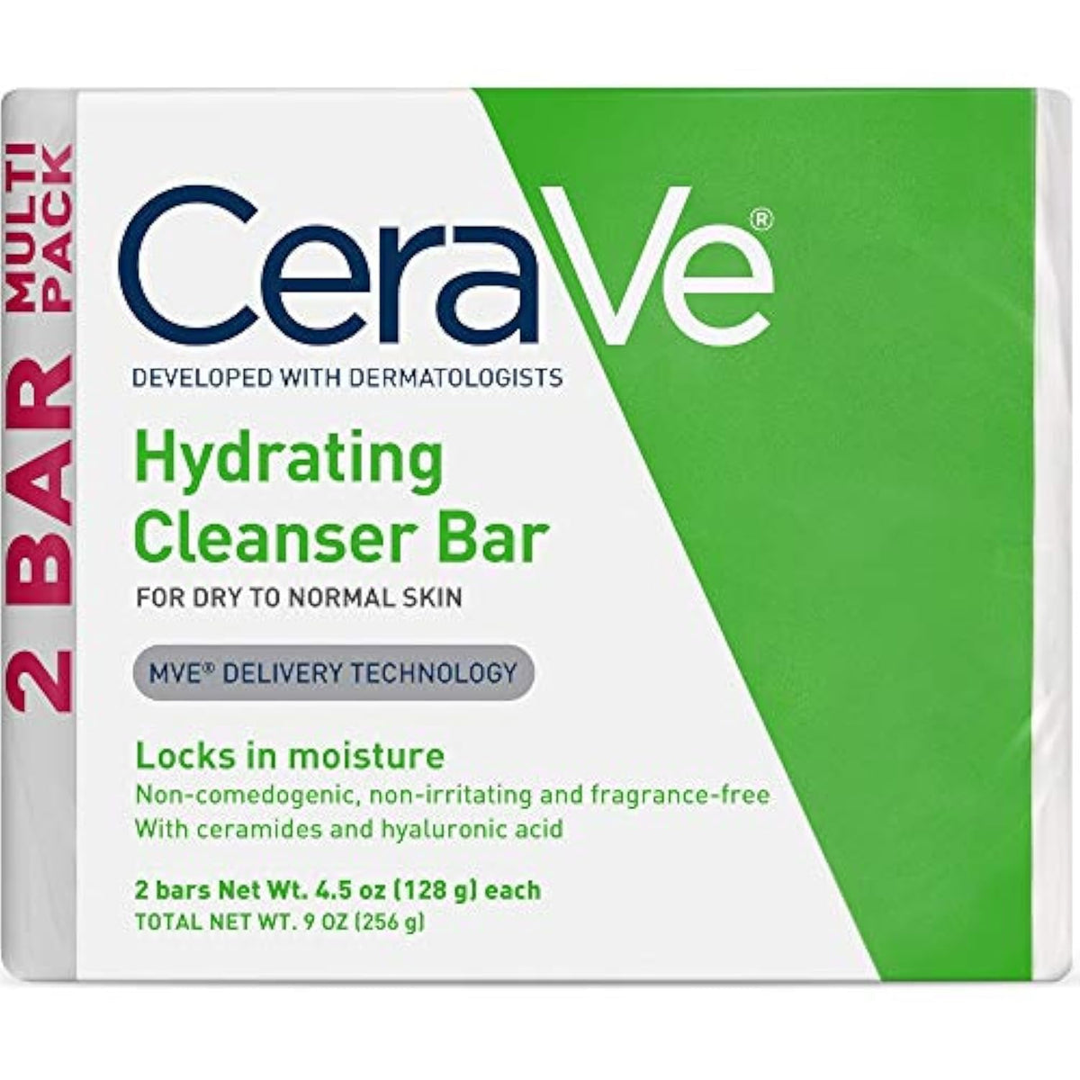CeraVe barra limpiadora hidratante para limpieza suave sin resecar la piel.