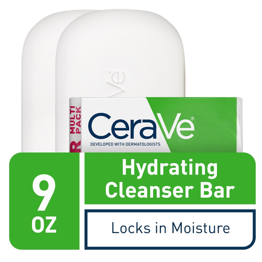 CeraVe barra hidratante, textura cremosa para cuidado diario.