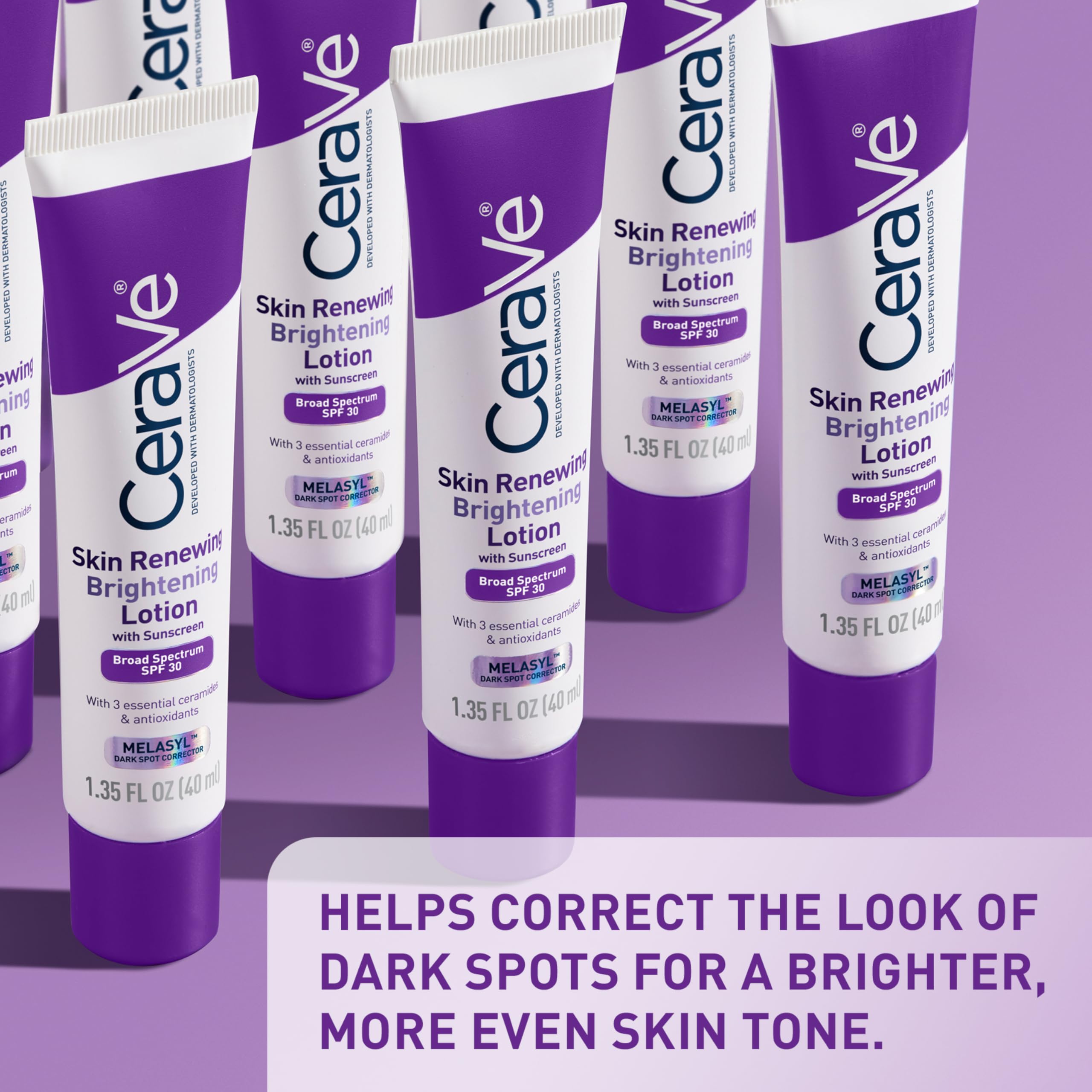 Close-up of texture and finish on CeraVe brightening lotion for all skin tones