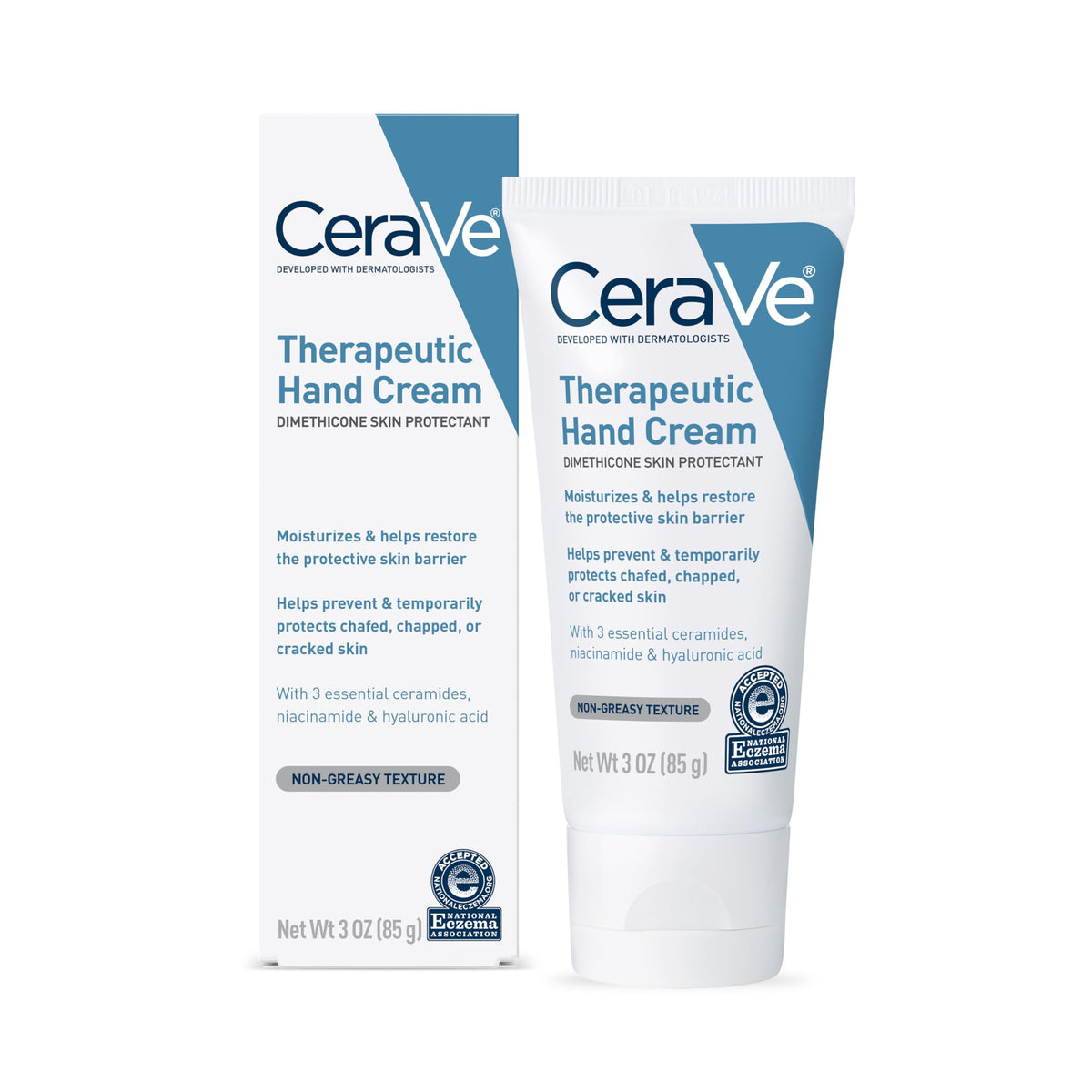 CeraVe crema manos terapéutica en tubo alivia manos secas y agrietadas.