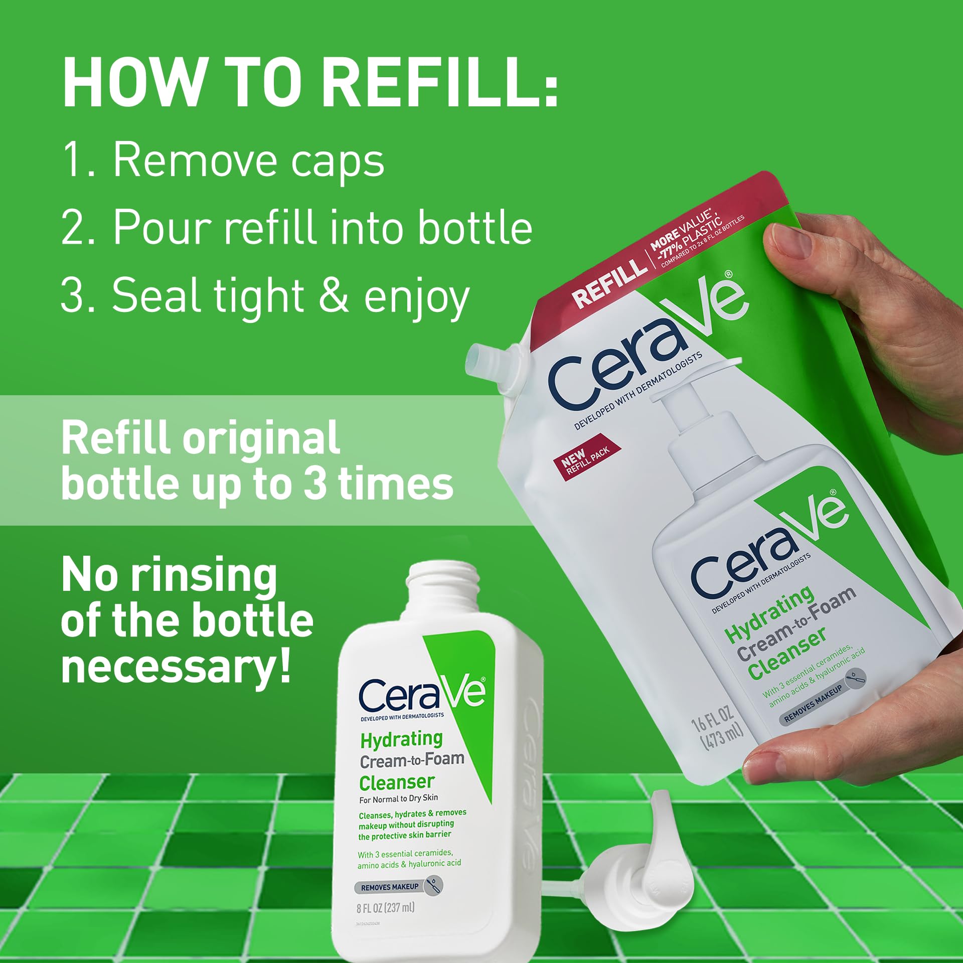 CeraVe crema-espuma hidratante: aplicación suave en las manos