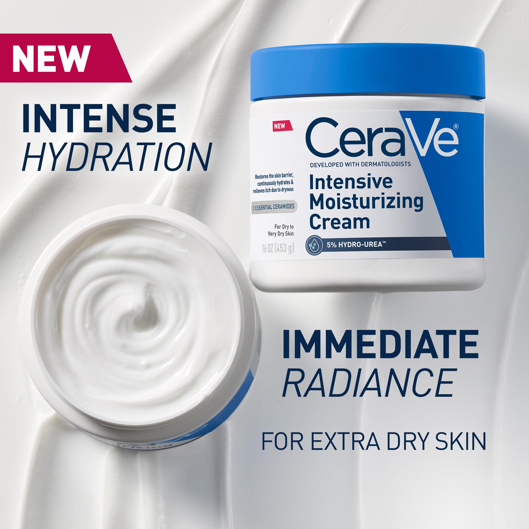 Close up of CeraVe Intensive Moisturizing Cream texture for deep moisturization