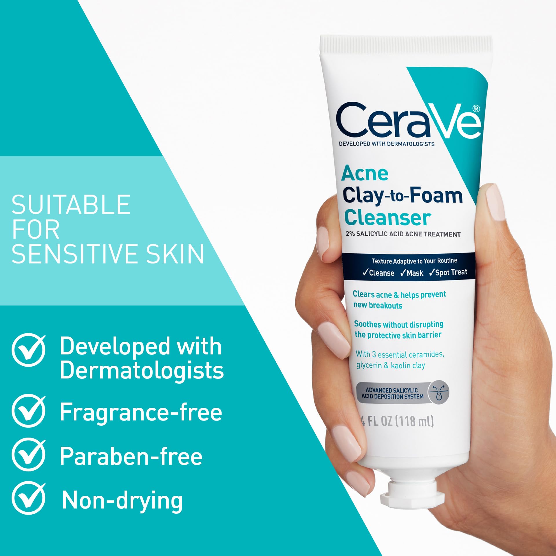 CeraVe kaolin-arcilla: absorbe grasa y purifica sin resecar.