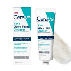 CeraVe limpiador acne-arcilla-espuma-4oz para limpieza facial suave.