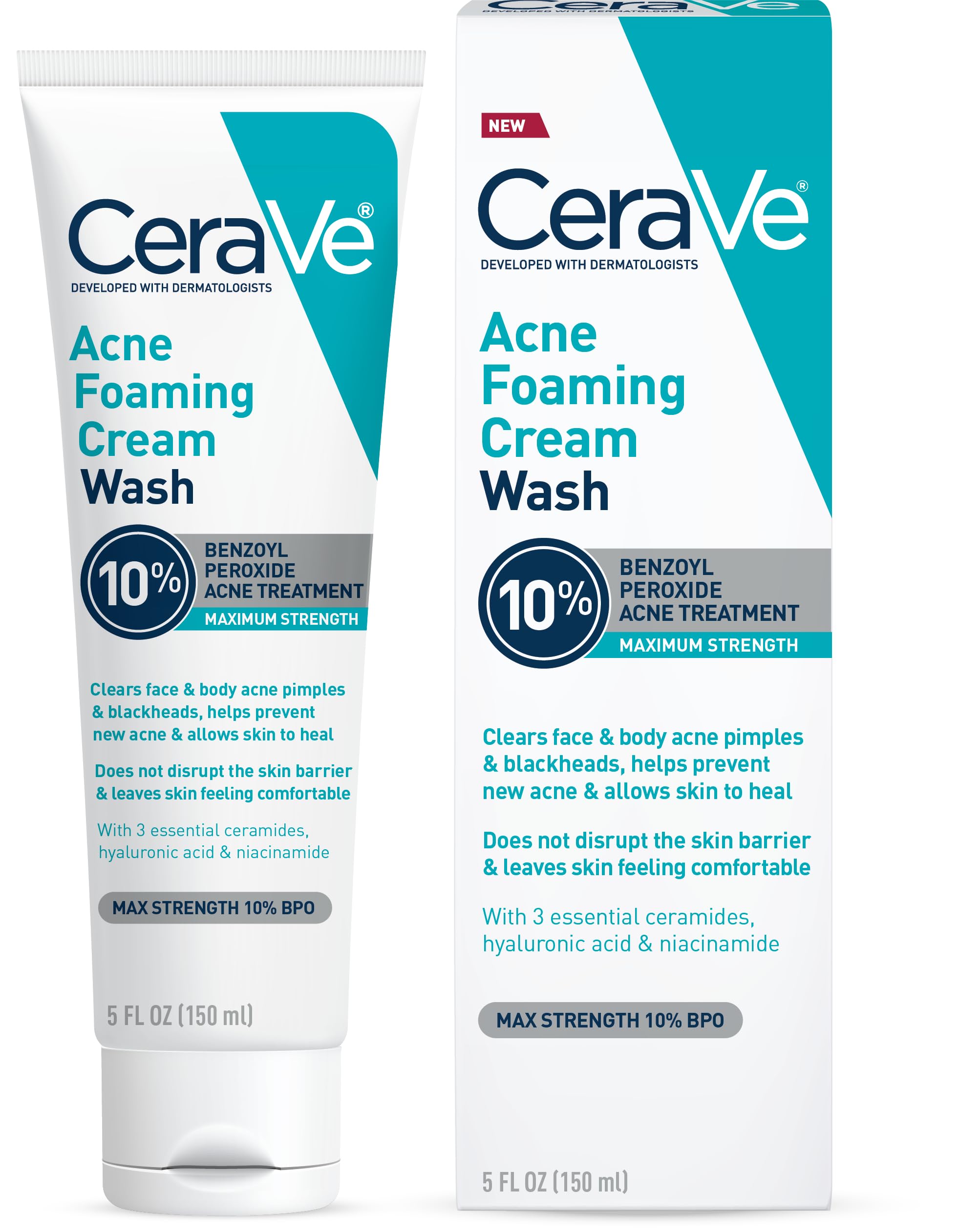 CeraVe limpiador espumoso en botella cerca, limpieza suave para imperfecciones.