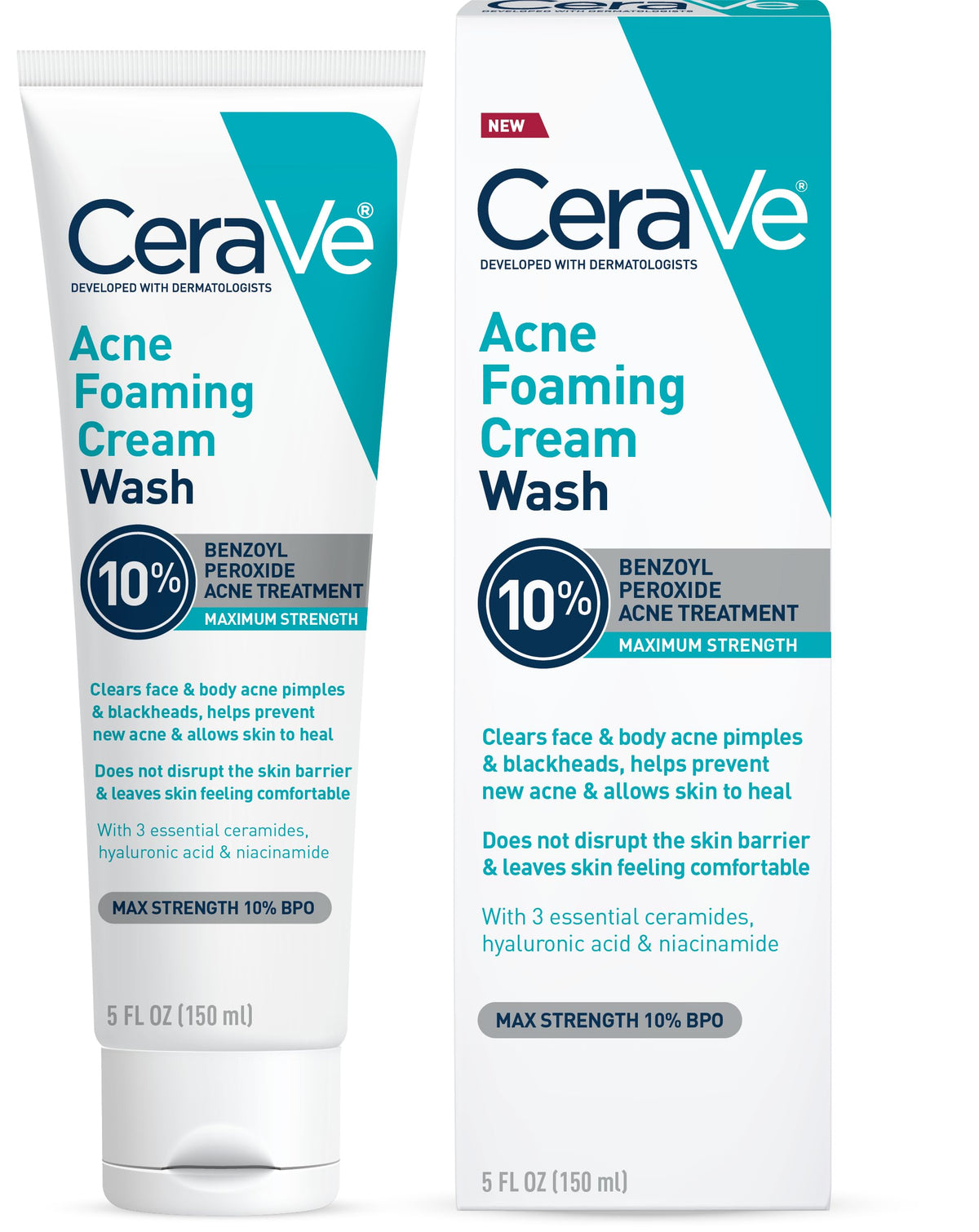 CeraVe limpiador espumoso en botella cerca, limpieza suave para imperfecciones.