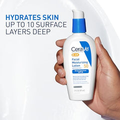 CeraVe loción facial SPF 50, aplicación suave y de rápida absorción