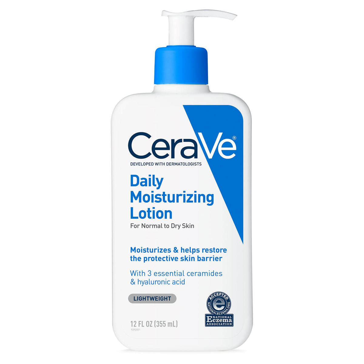 Loción diaria de CeraVe para piel seca, hidratación suave y rápida absorción.