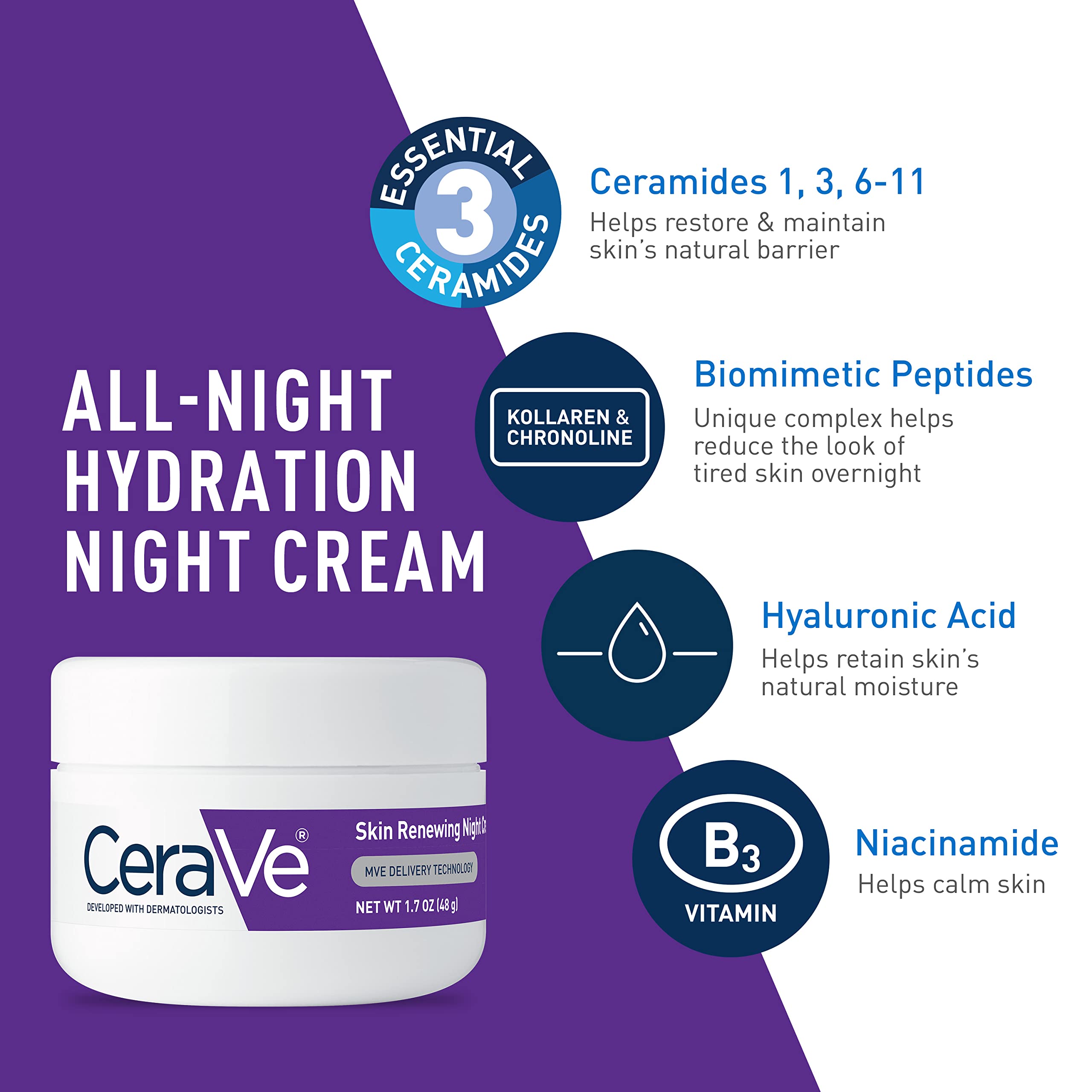 Cerave Night Cream texture close-up on skin