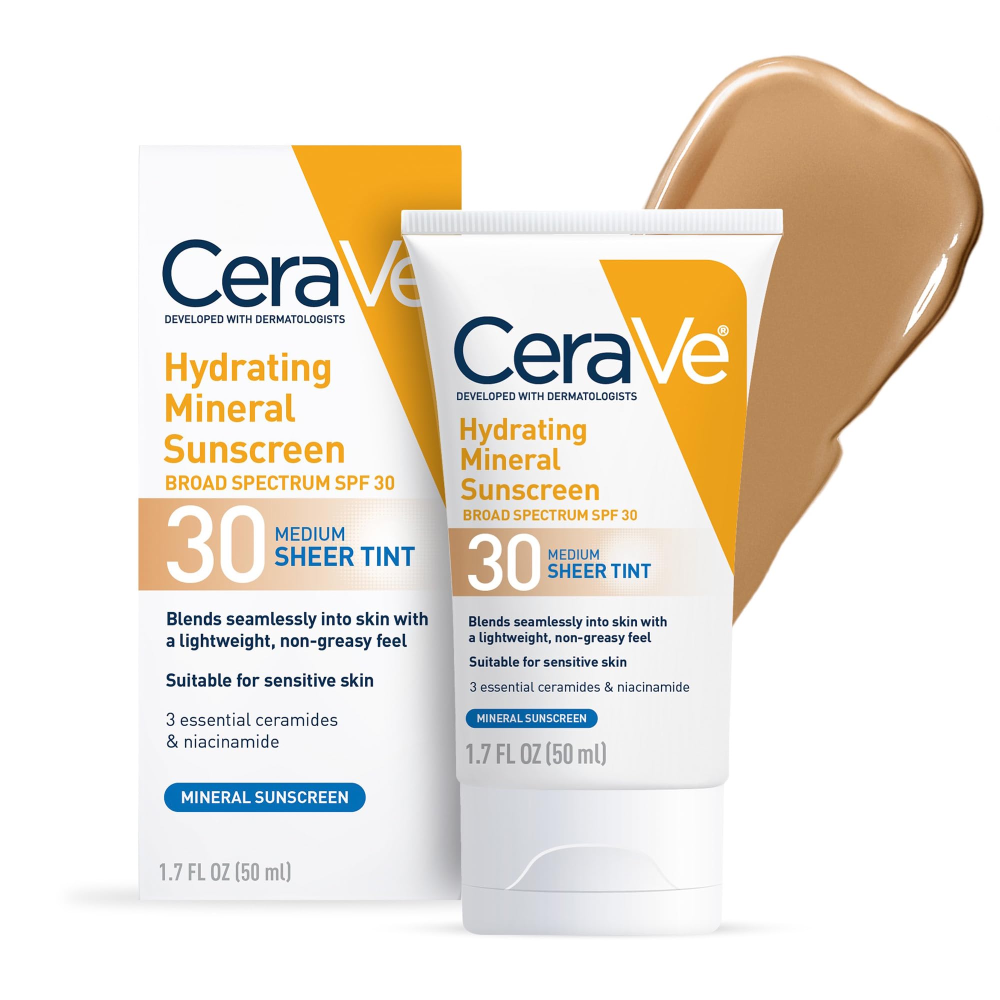 CeraVe protección solar mineral tono sutil, brillo natural