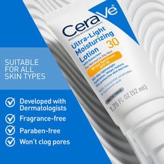 Protección solar SPF 30 y tecnología MVE en frasco de CeraVe.