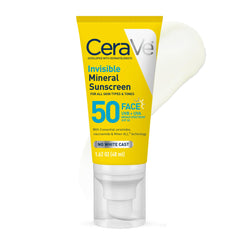 CeraVe protector solar mineral invisible frente, aplicación ligera y sin rastro.