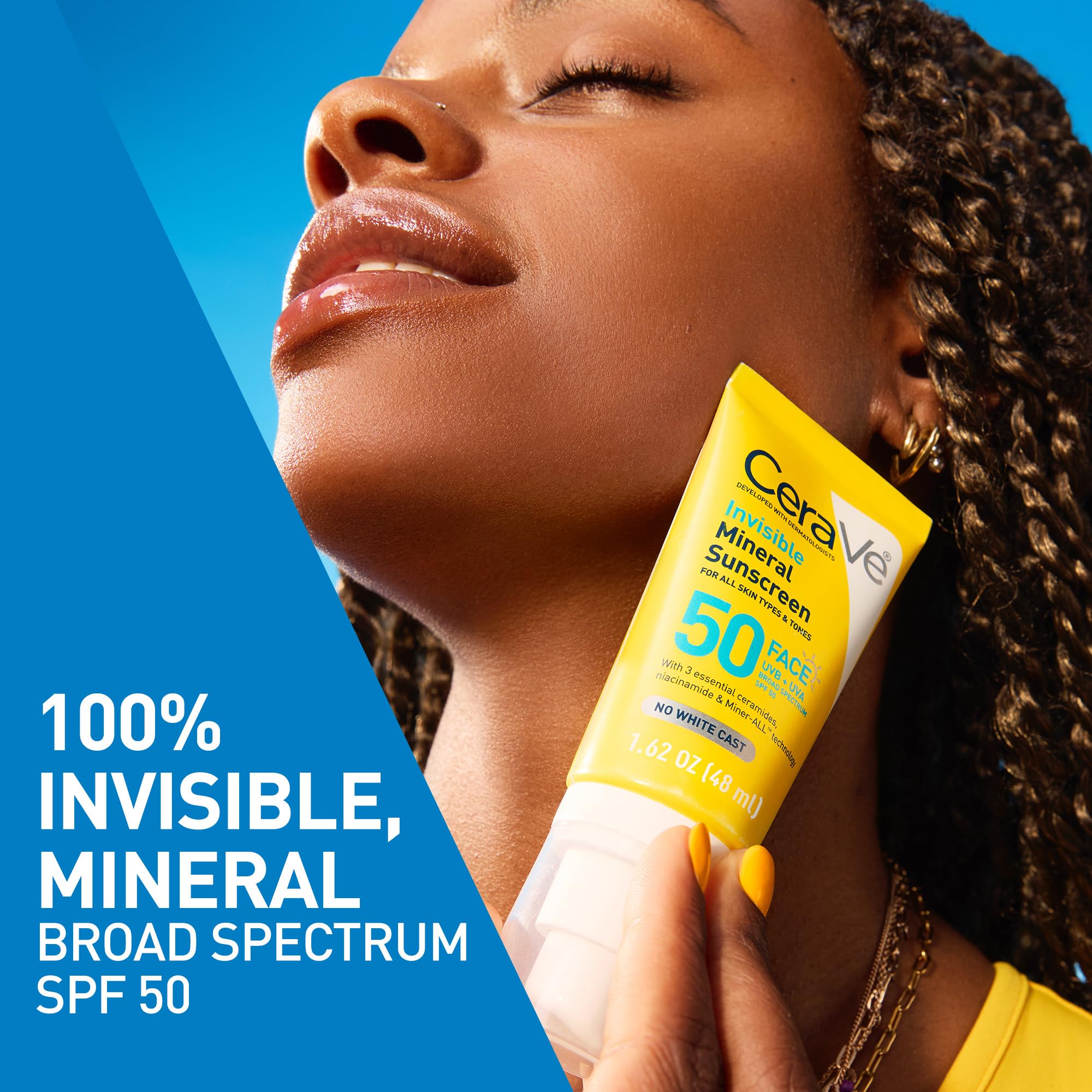CeraVe protector solar mineral invisible apto para maquillaje, base suave y uniforme.