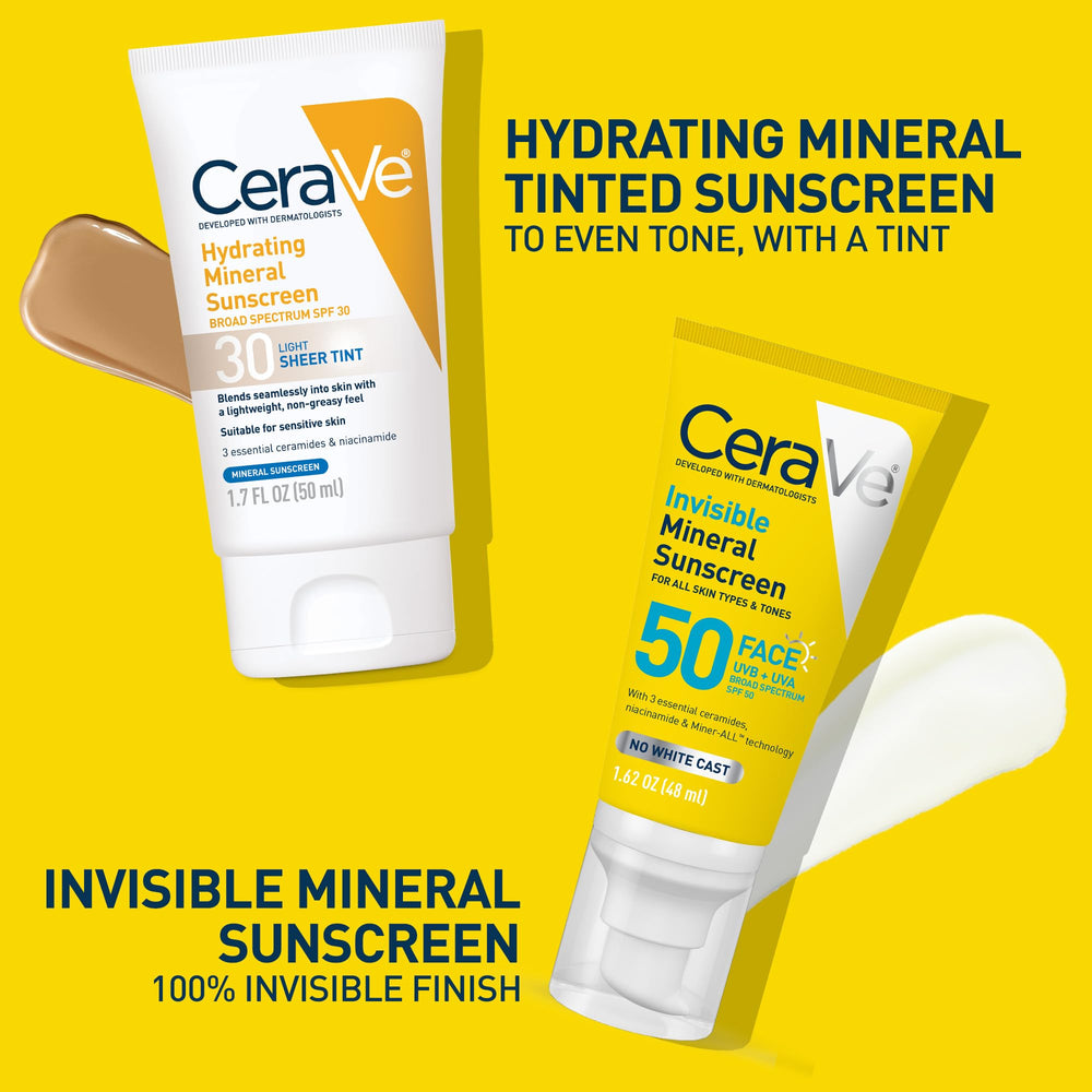CeraVe protector solar mineral invisible tamaño viaje, perfecto para bolso.
