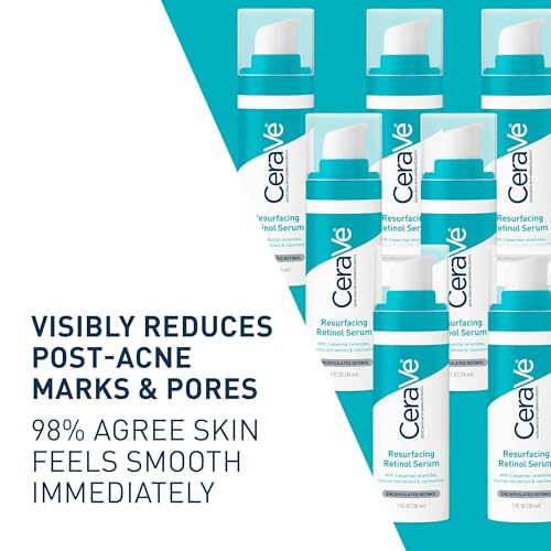 CeraVe Resurfacing Retinol Serum con gotero, aplicación precisa para suavizar textura.