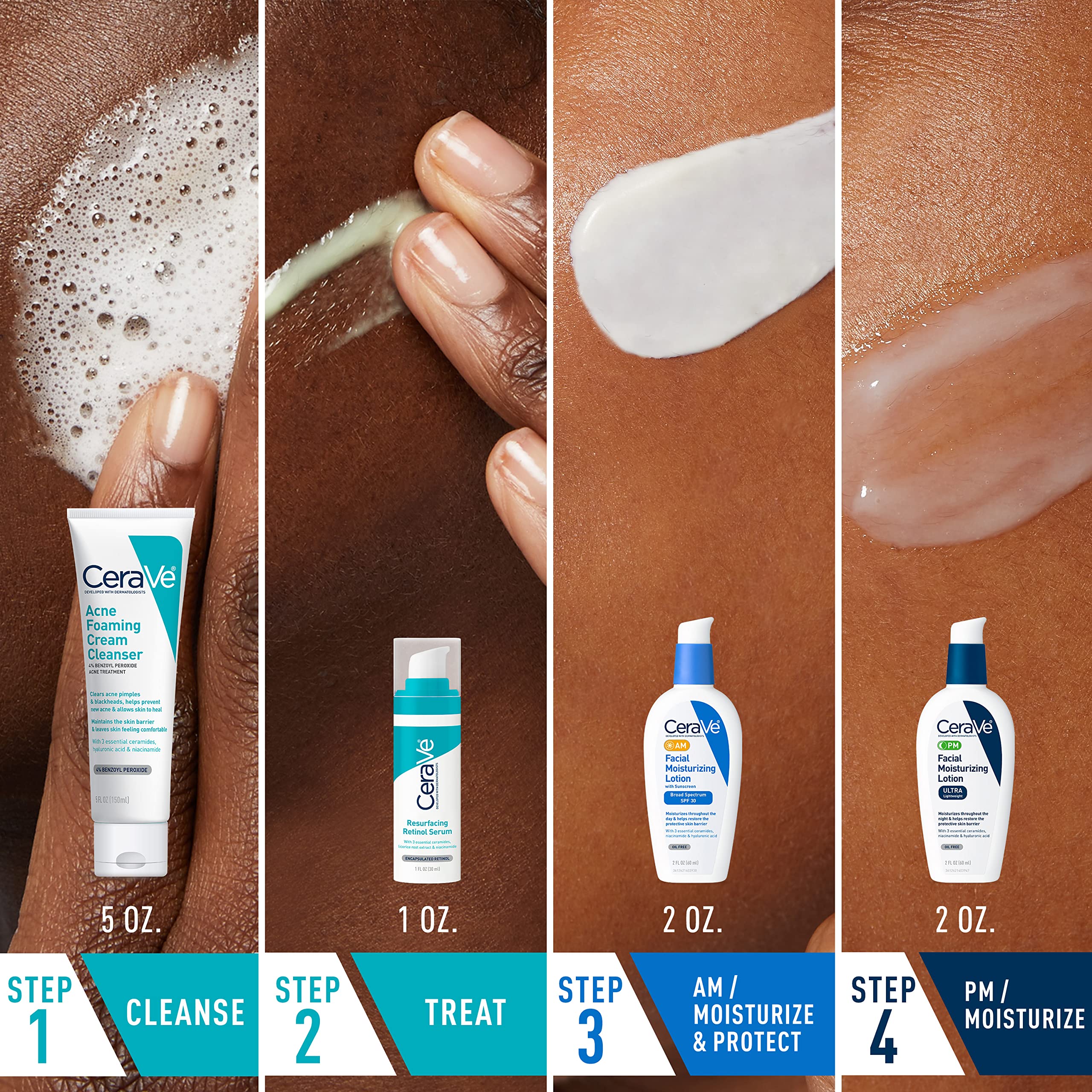 CeraVe Resurfacing Retinol Serum in encapsulated bottle targets post-acne texture