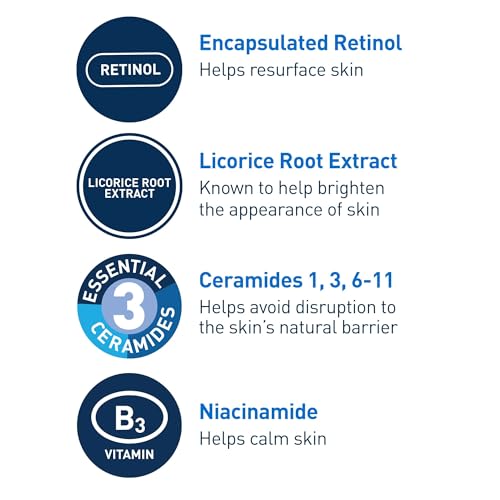 CeraVe Resurfacing Retinol Serum con raíz de regaliz y niacinamida para tono más uniforme.