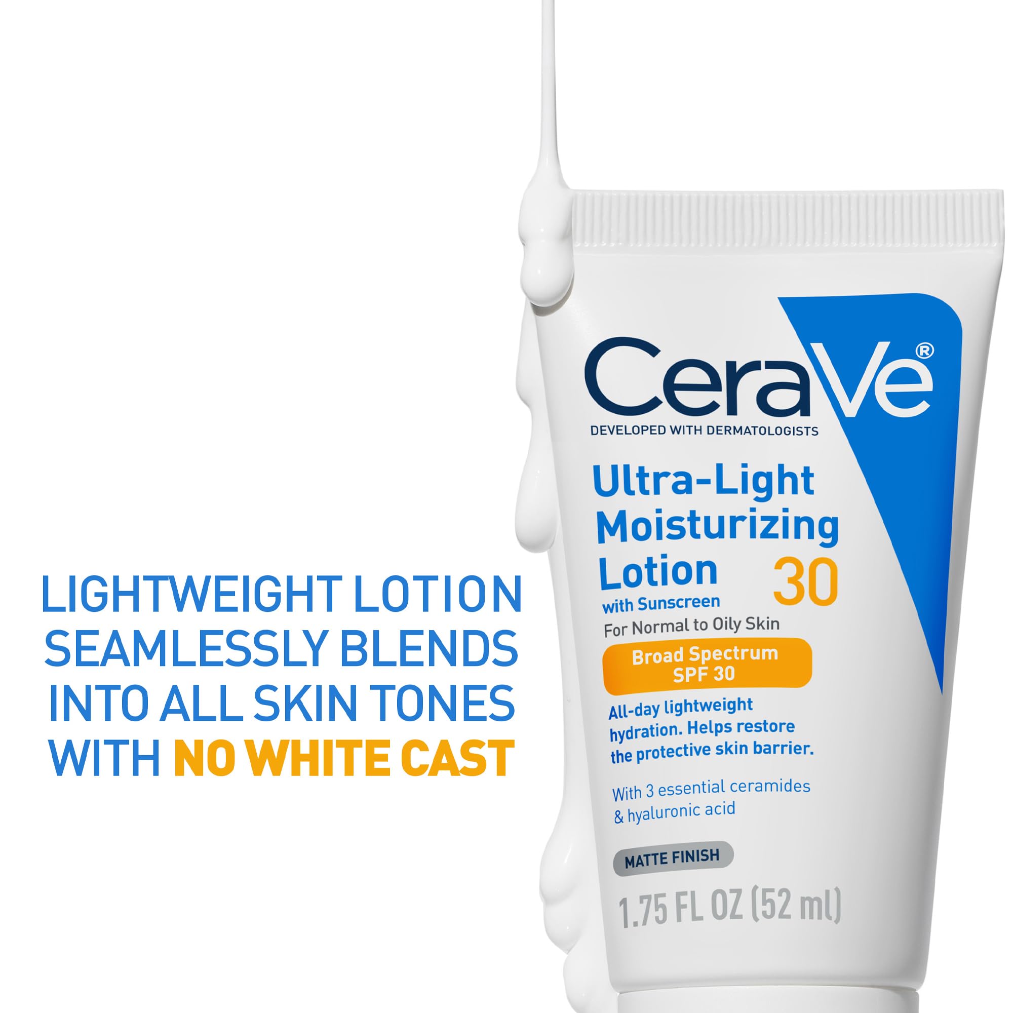 Aplicación de CeraVe SPF 30 en rutina diaria para piel limpia sin brillo.