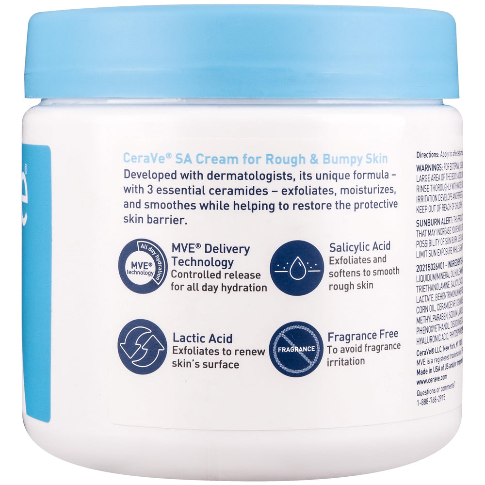 Fragrance-free, allergy-tested label on CeraVe SA Cream.