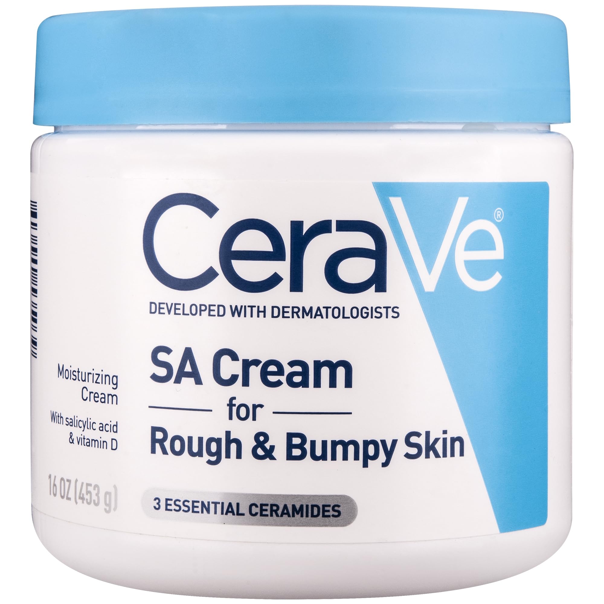 CeraVe SA Cream application on rough skin for smoothing.