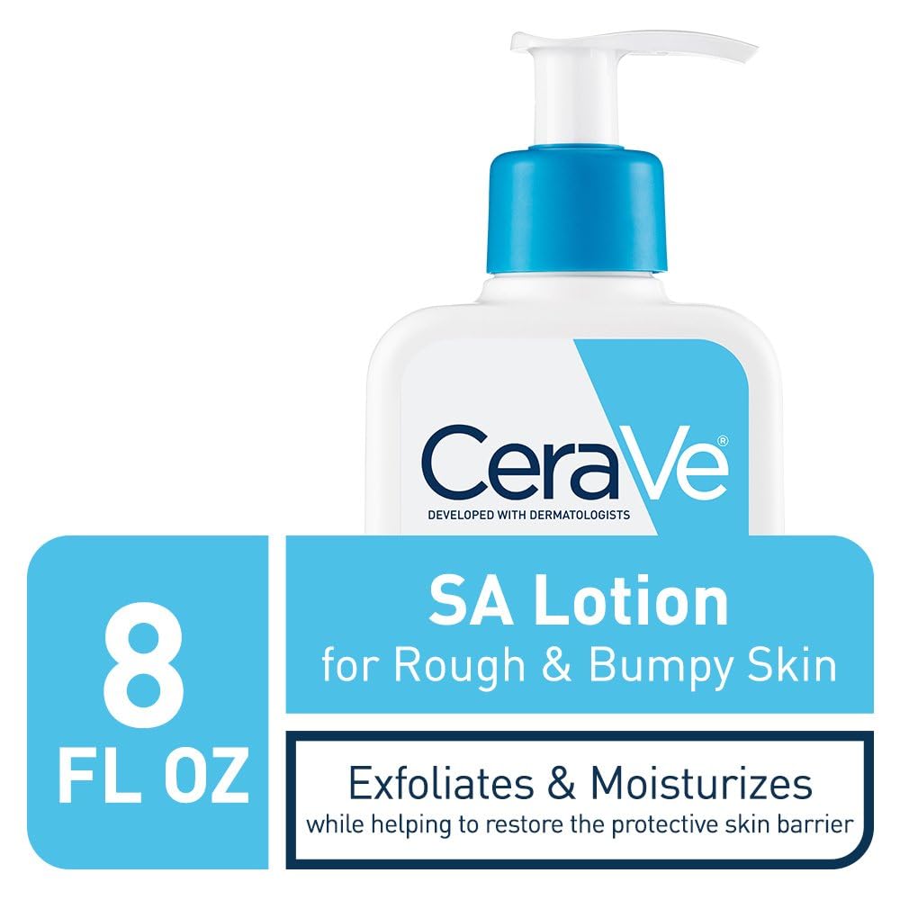 CeraVe SA Lotion, aplicación diaria en piernas para piel suave.