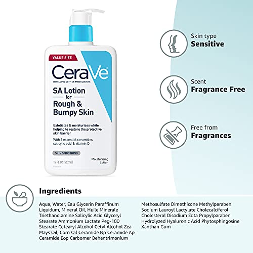 CeraVe SA Lotion fragrance-free hand application in use.