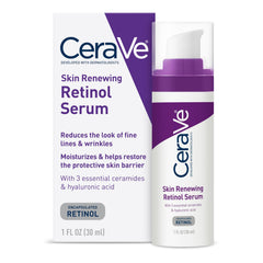 Sérum CeraVe con retinolo encapsulado en botella para suavizar líneas finas.