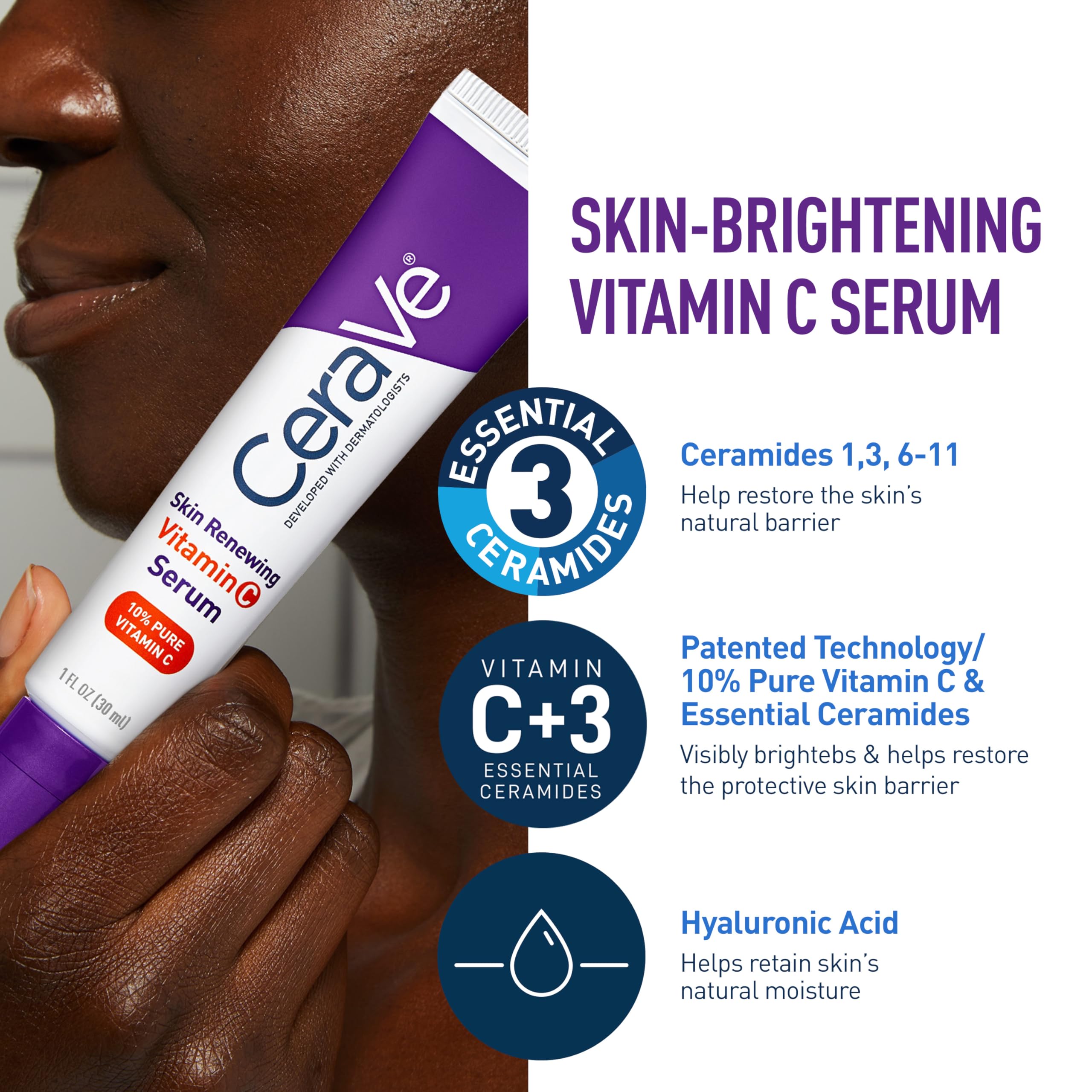 Cerave Skin Renewing Night Cream tube close-up highlighting peptides