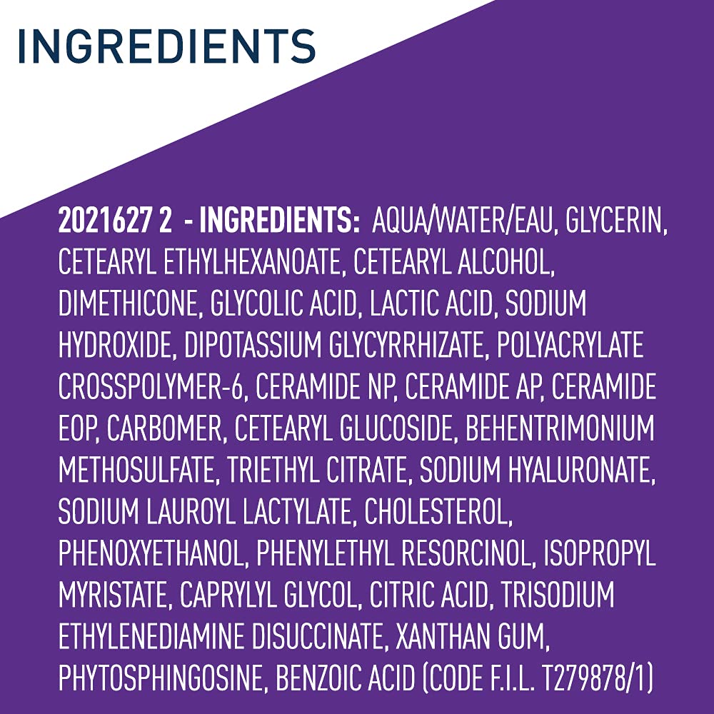CeraVe hyaluronic acid presence promises lasting moisture while exfoliating.
