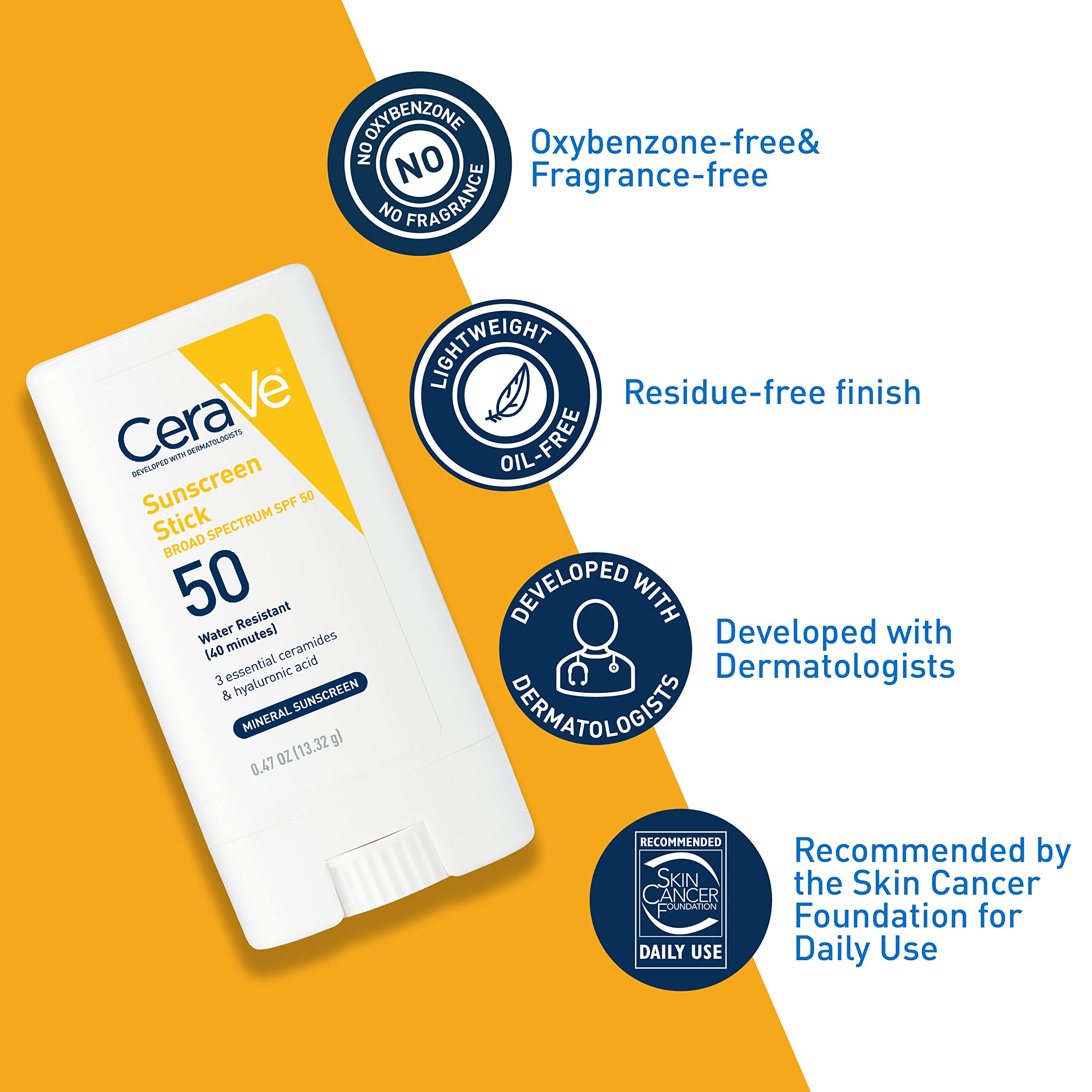 CeraVe Stick Solar Mineral para viaje, aplicación rápida y portable.