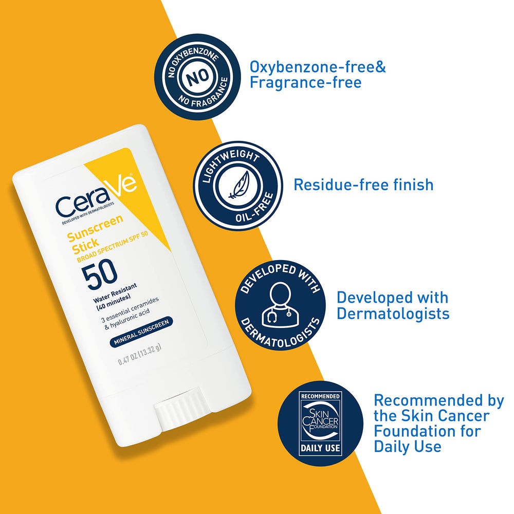 CeraVe Stick Solar Mineral para viaje, aplicación rápida y portable.
