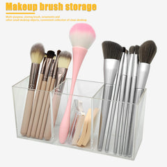 Cerpourt clear makeup organizer side view highlighting slim profile.
