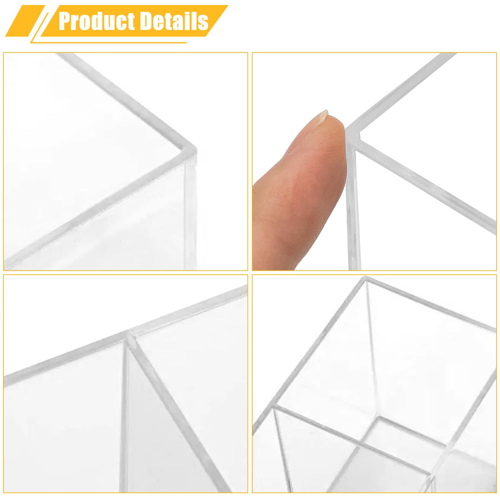 Transparent acrylic resists yellowing and keeps items visible from any angle.