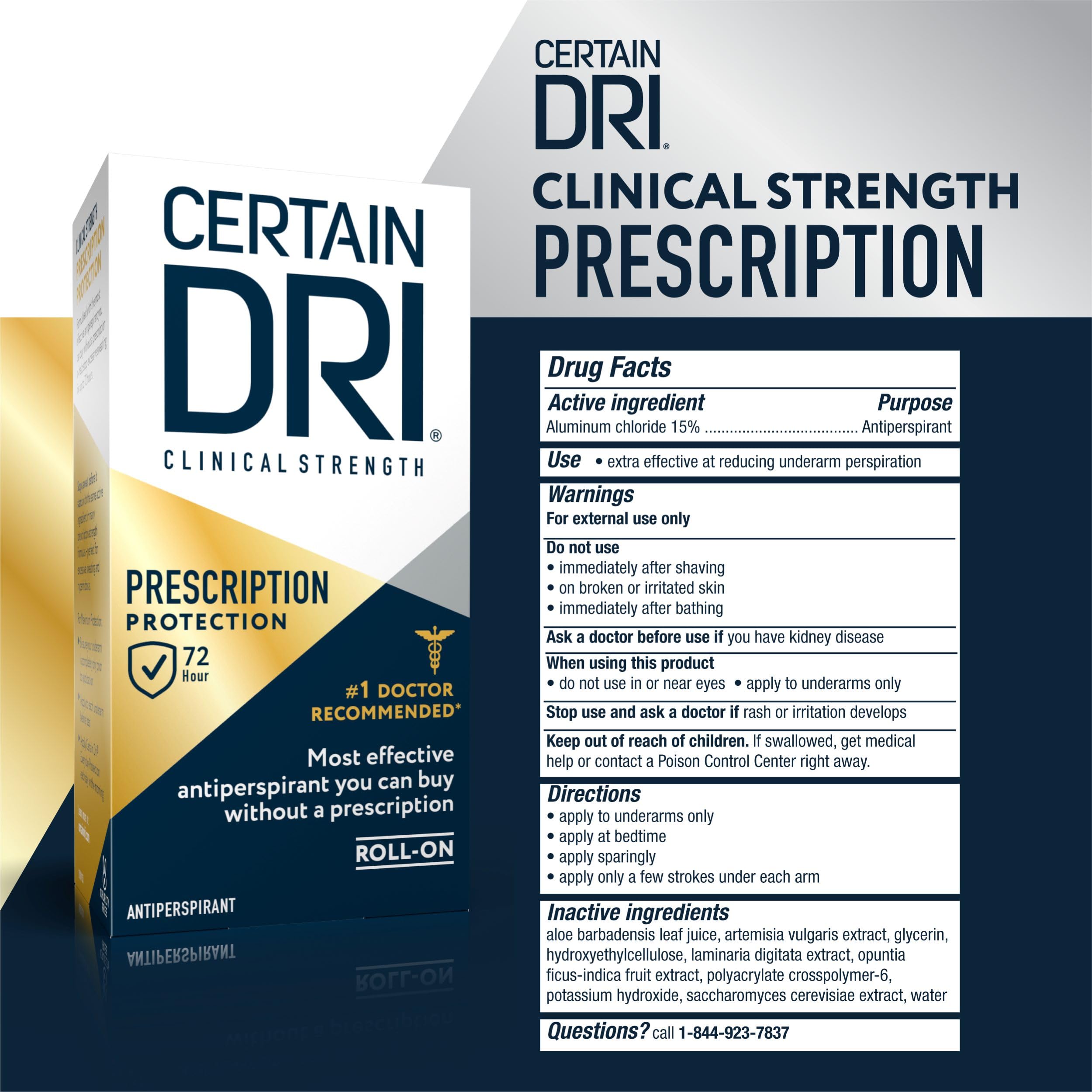 Certain Dri 72-hour protection claim on packaging.