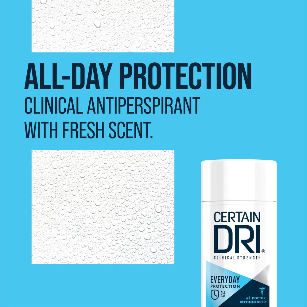 Certain Dri Everyday Strength delivers 72-hour protection with aluminum zirconium.