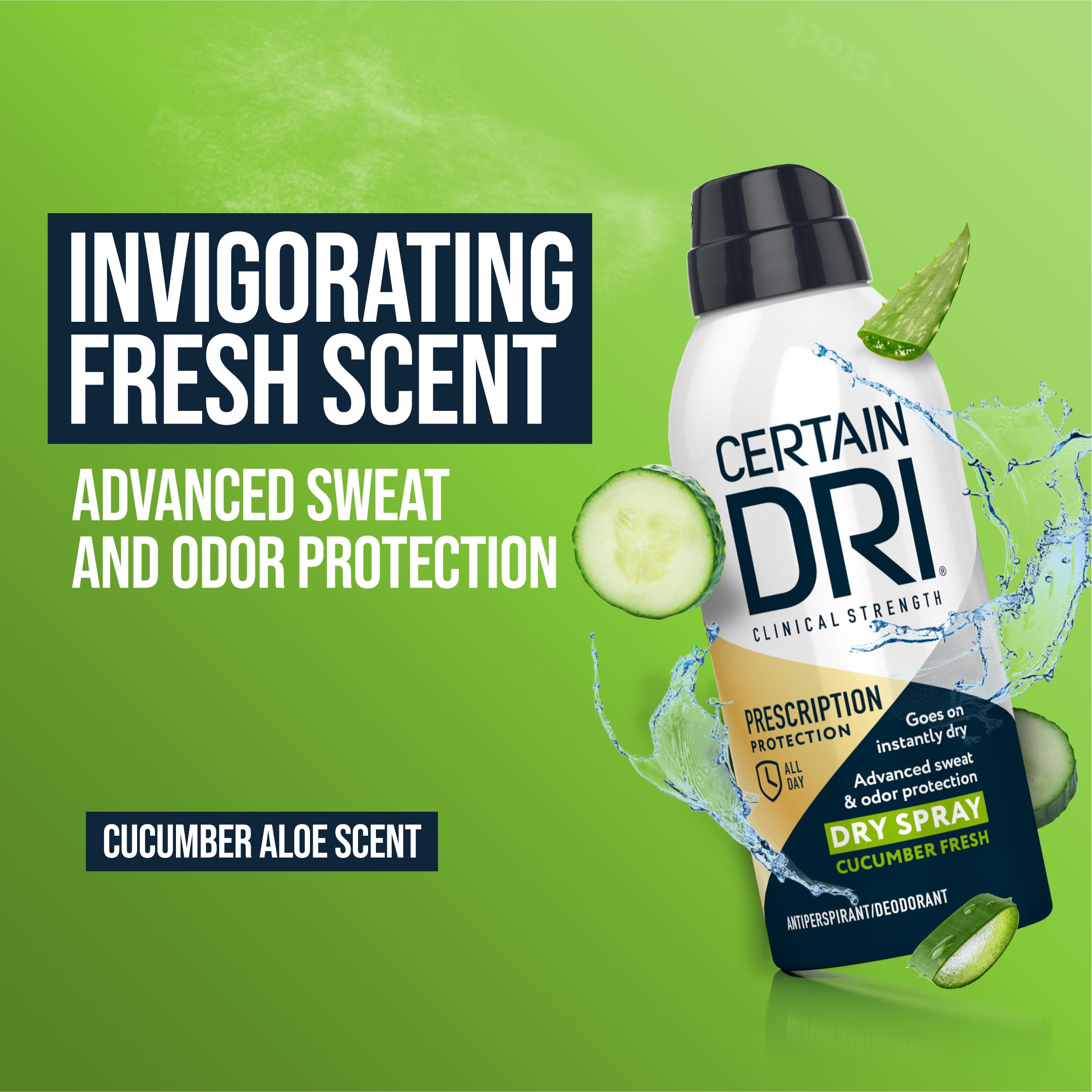 Certain Dri aroma pepino fresco: sensación fresca y agradable sin residuo pegajoso.