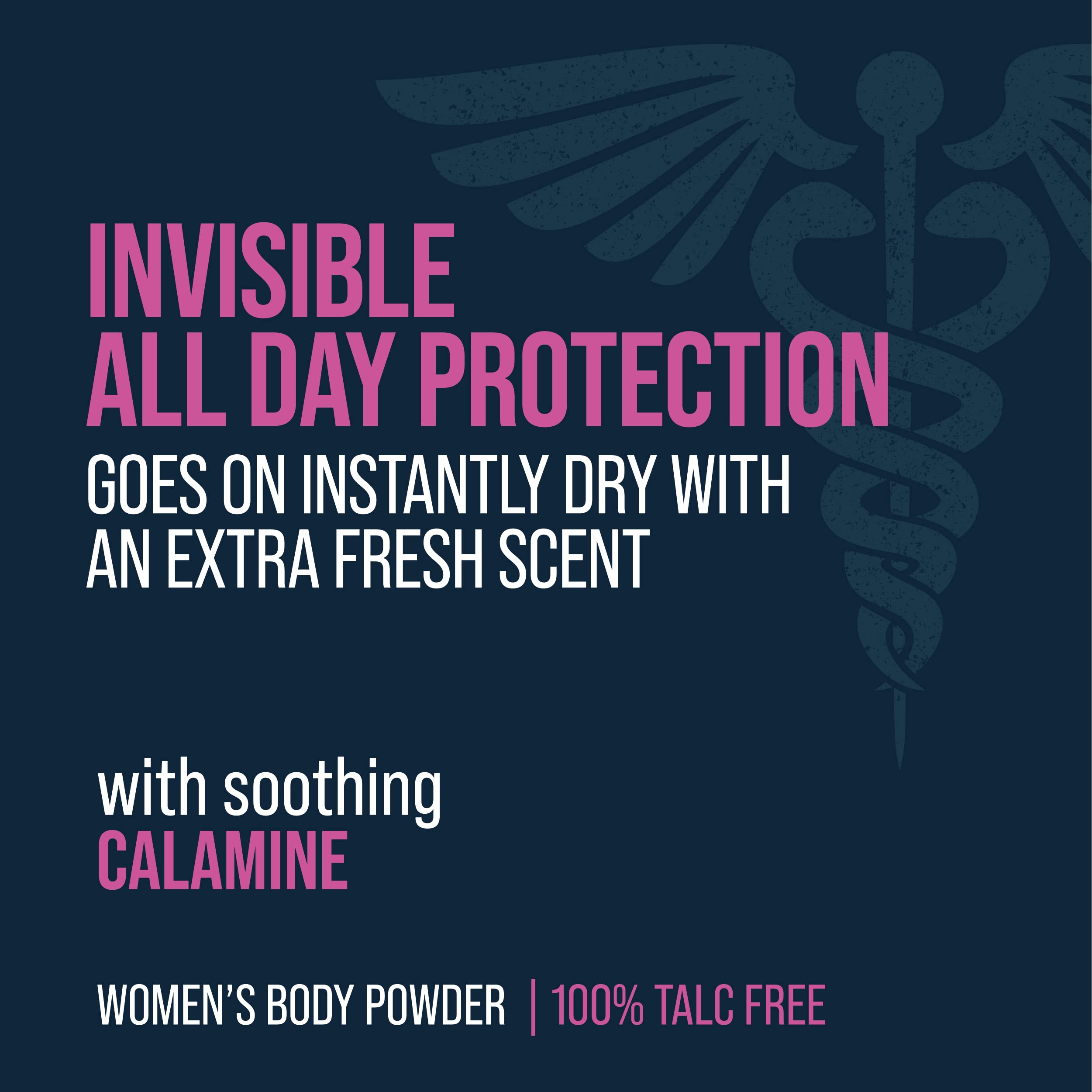 Calamine-infused powder texture promoting a soft feel for sensitive skin