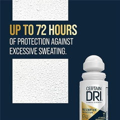 Certain Dri fragrance-free roll-on underarm application demonstrates discreet protection for sensitive skin.
