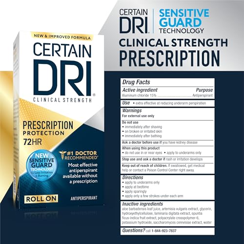 Certain Dri nighttime-use instructions visual hints sparing application before bed.