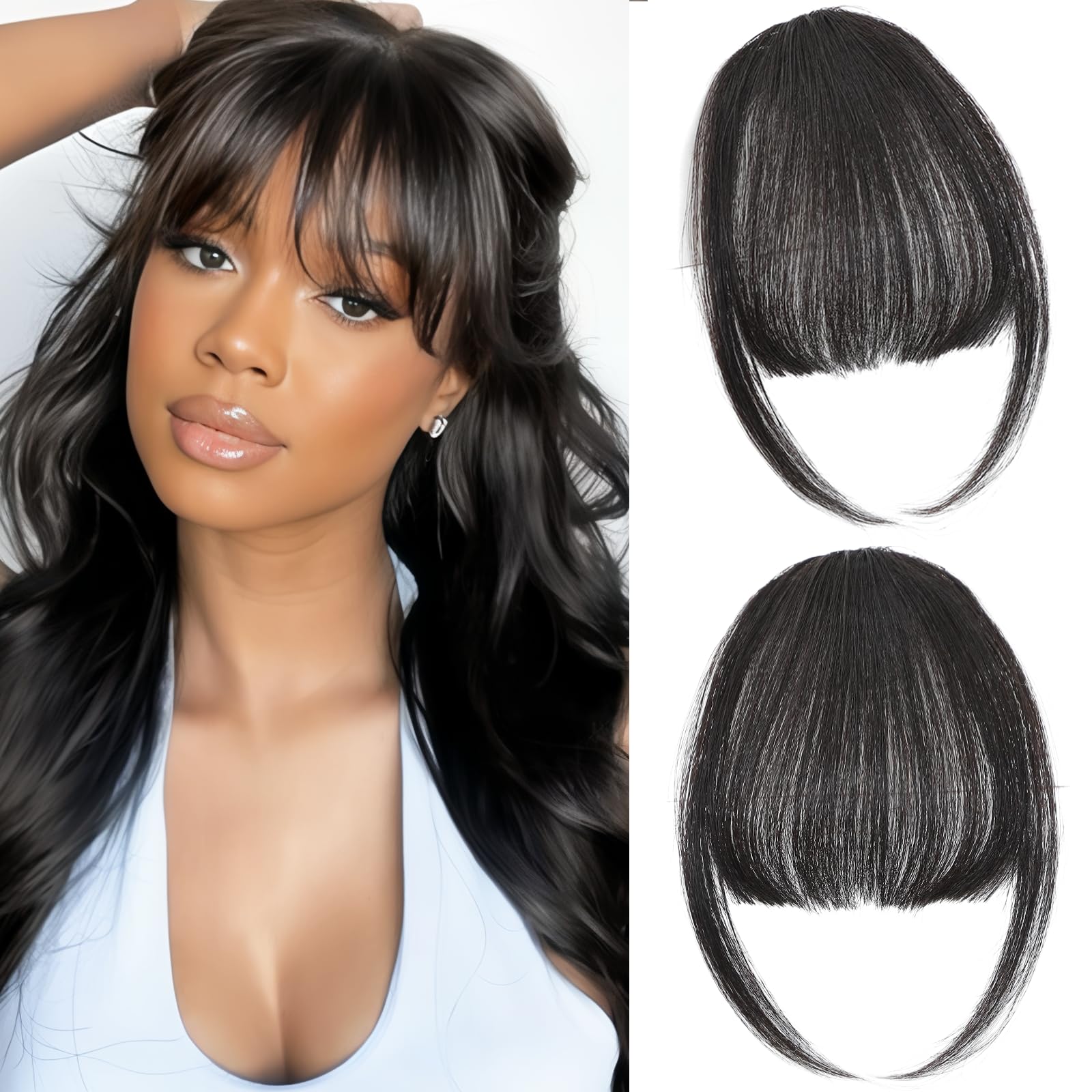Cesomeey clip-in bangs in real hair blend naturally with your own locks