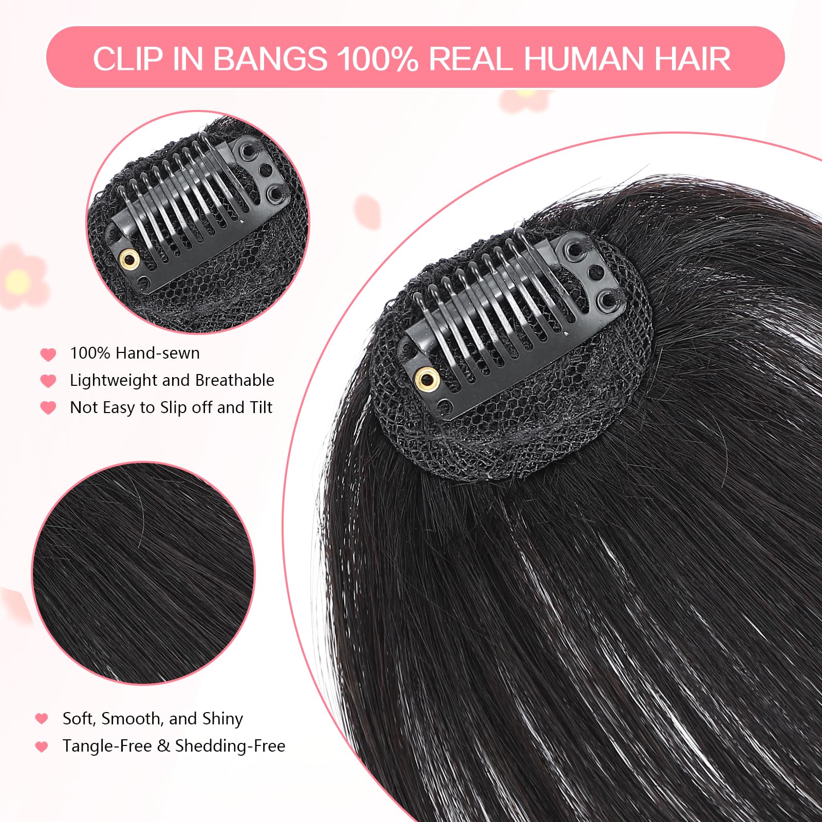 Cesomeey clip-on bangs stay secure with sturdy clips during day-to-day wear