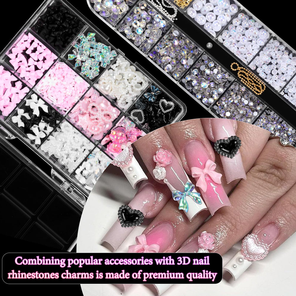 CESUSME acrylic bow-flower-butterfly-heart charms for colorful nail designs.