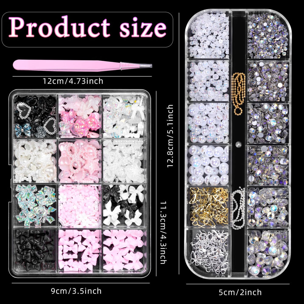 CESUSME pearl charms and gems add subtle nail elegance.