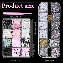 CESUSME pearl charms and gems add subtle nail elegance.