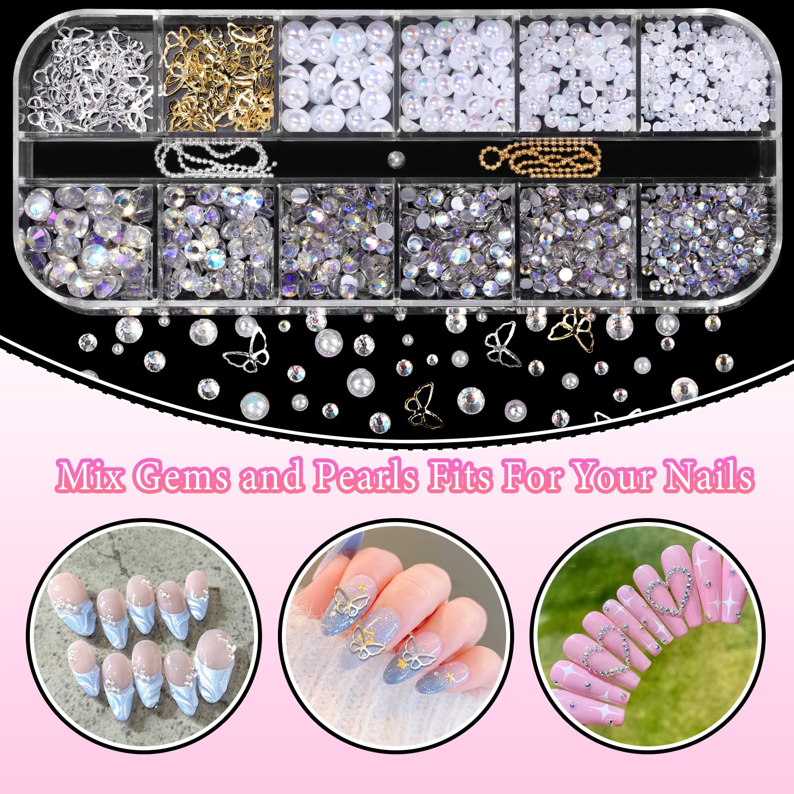 CESUSME star-heart-pearl charms for playful nail embellishments.