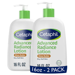 Cetaphil Advanced Radiance Lotion bottle delivers fragrance-free hydration for dry skin.