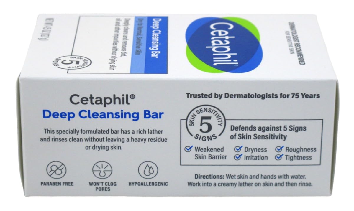 Cetaphil Barra, espuma rica para limpieza suave de rostro y cuerpo.