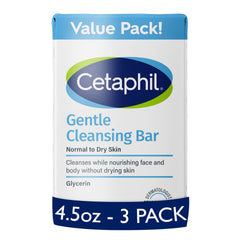 Cetaphil Barra limpieza suave, frente, ideal para piel sensible.