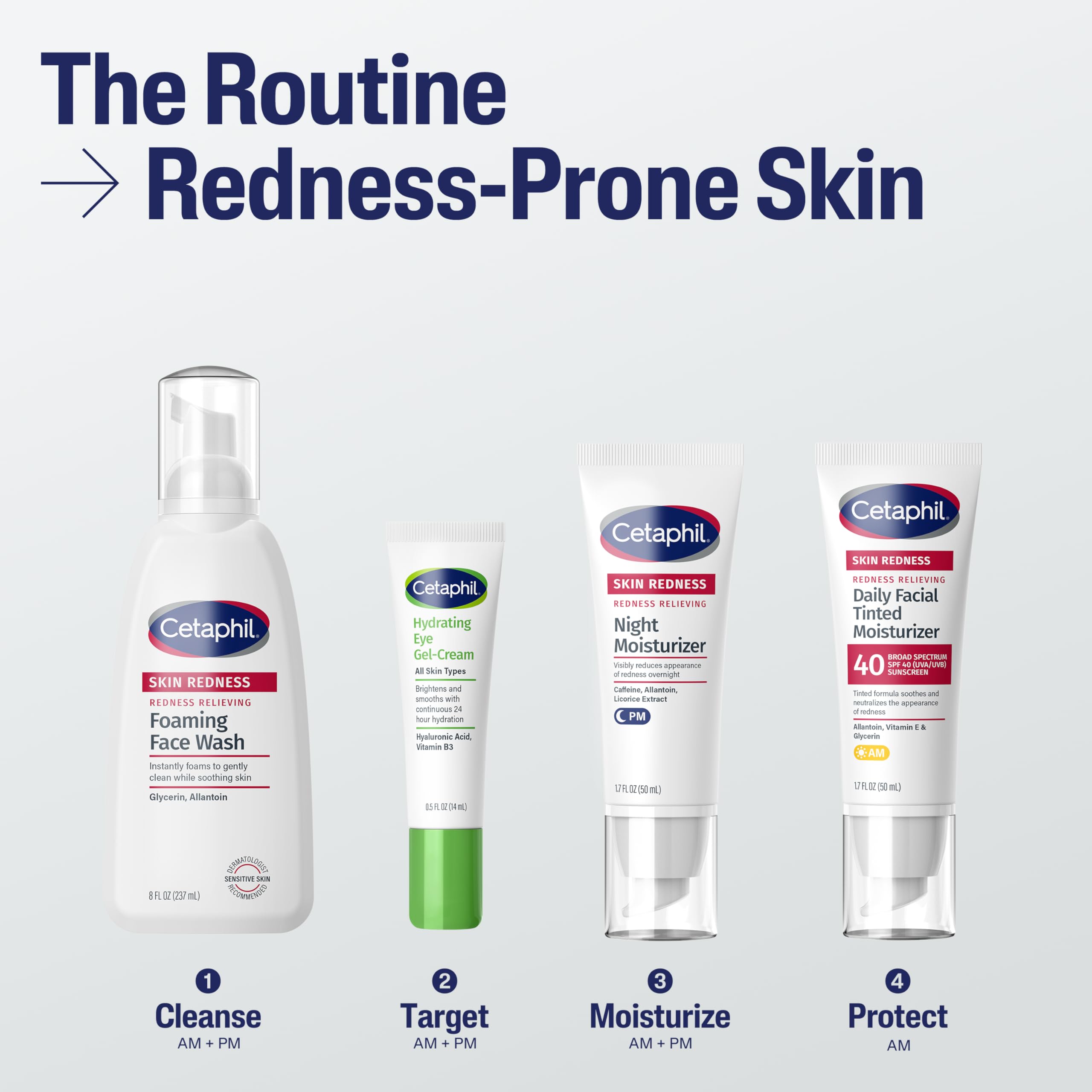 Cetaphil crema nocturna con regaliz calman el enrojecimiento.